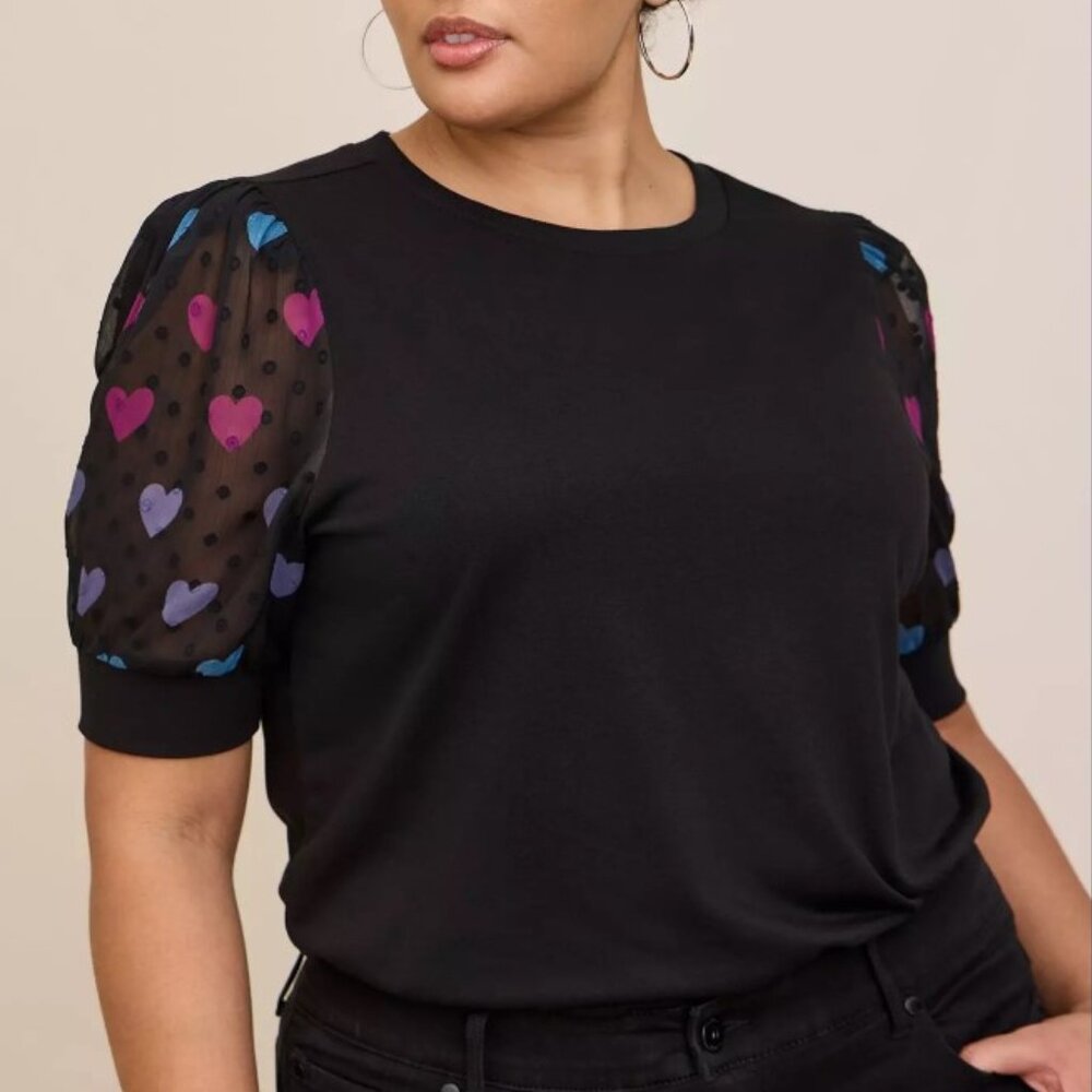 EUC Torrid Size 5 French Terry Heart Sleeve Sweater Top
